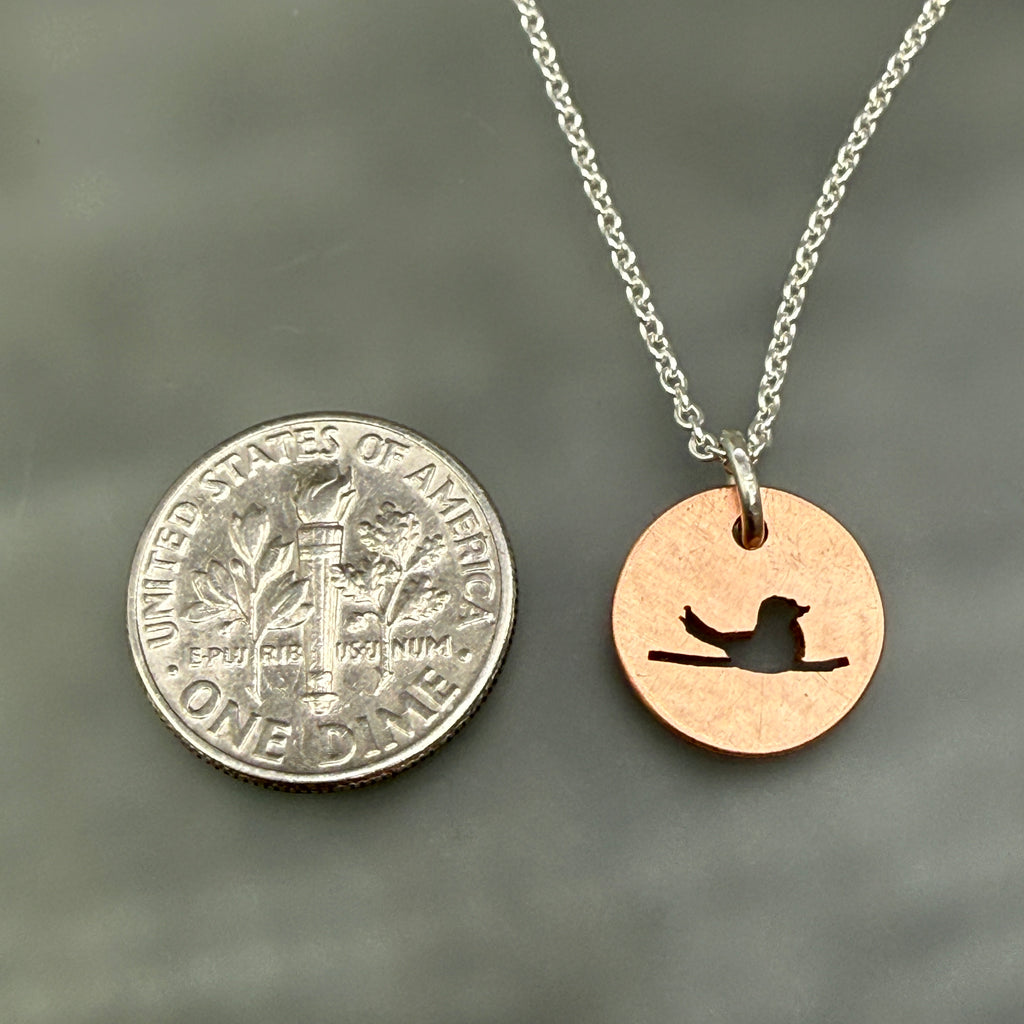 Hand cut Bird Pendant Necklace - #729 - One of a kind