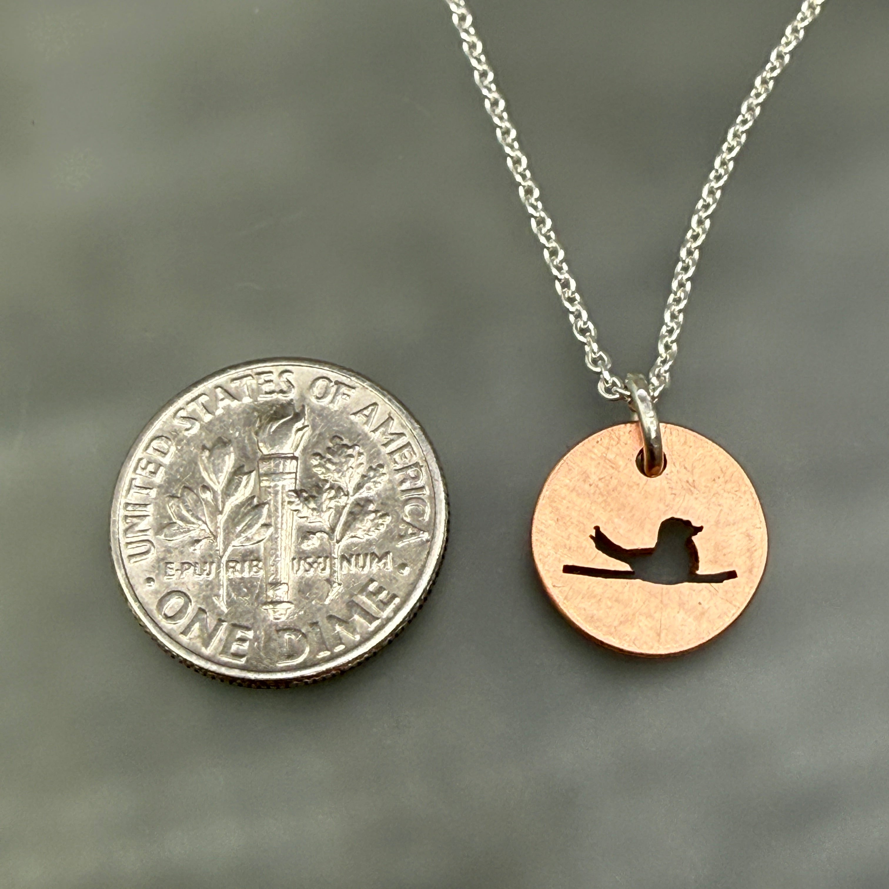 Hand cut Bird Pendant Necklace - #729 - One of a kind