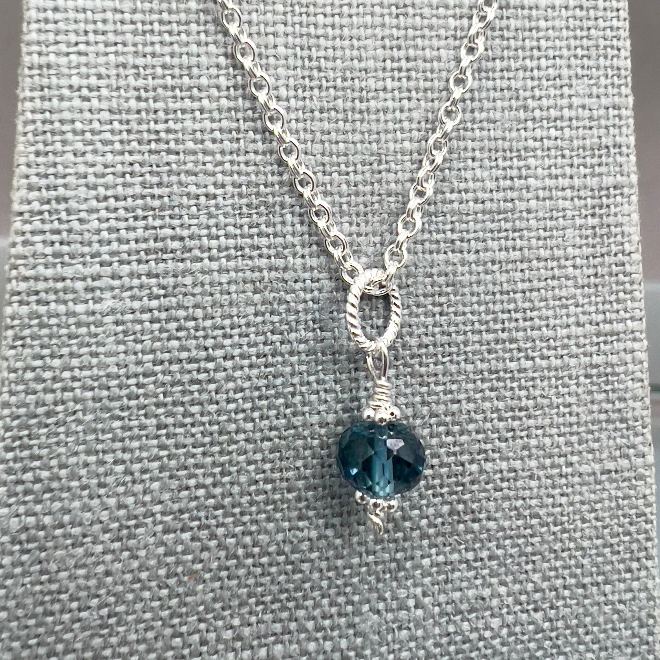 Blue Topaz with sterling silver Chain Necklace