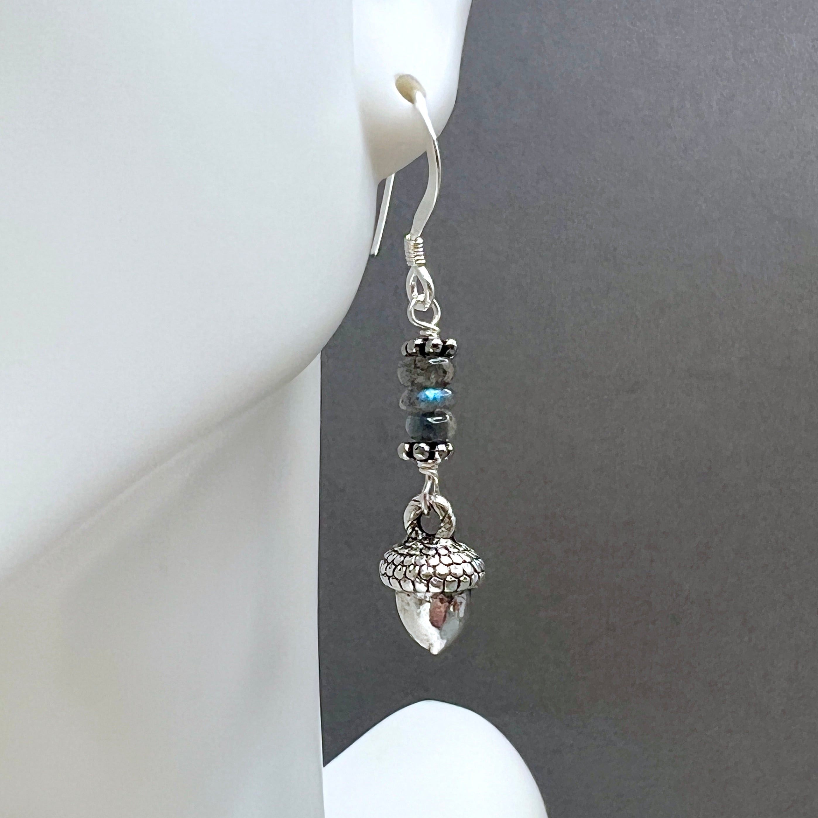 Acorn and Labradorite Earrings