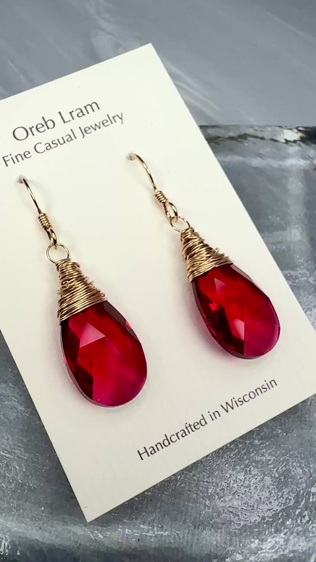 Crystal Earrings - True Red