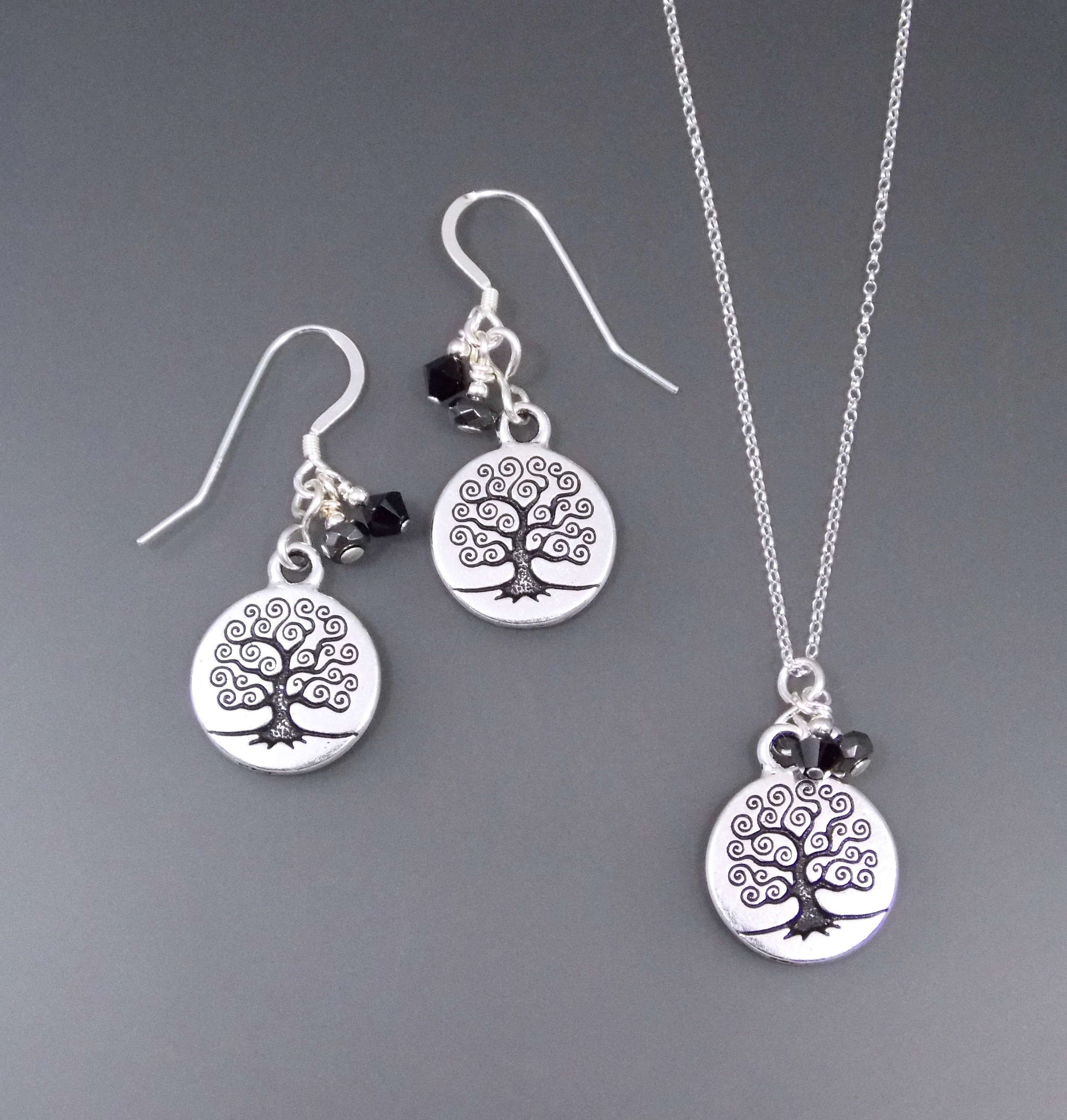 Black tree of life earrings